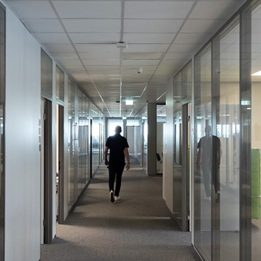 Corridors of the offices in the headquarters at Birkenfeld, Germany