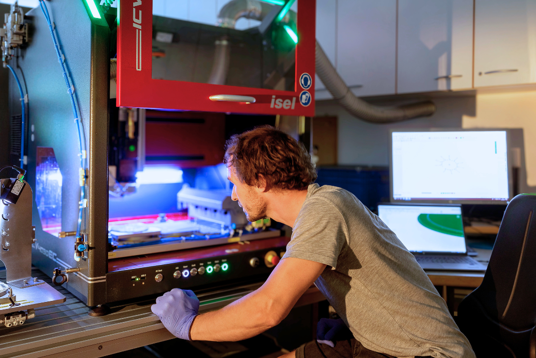 STRATEC employee working on a prototype