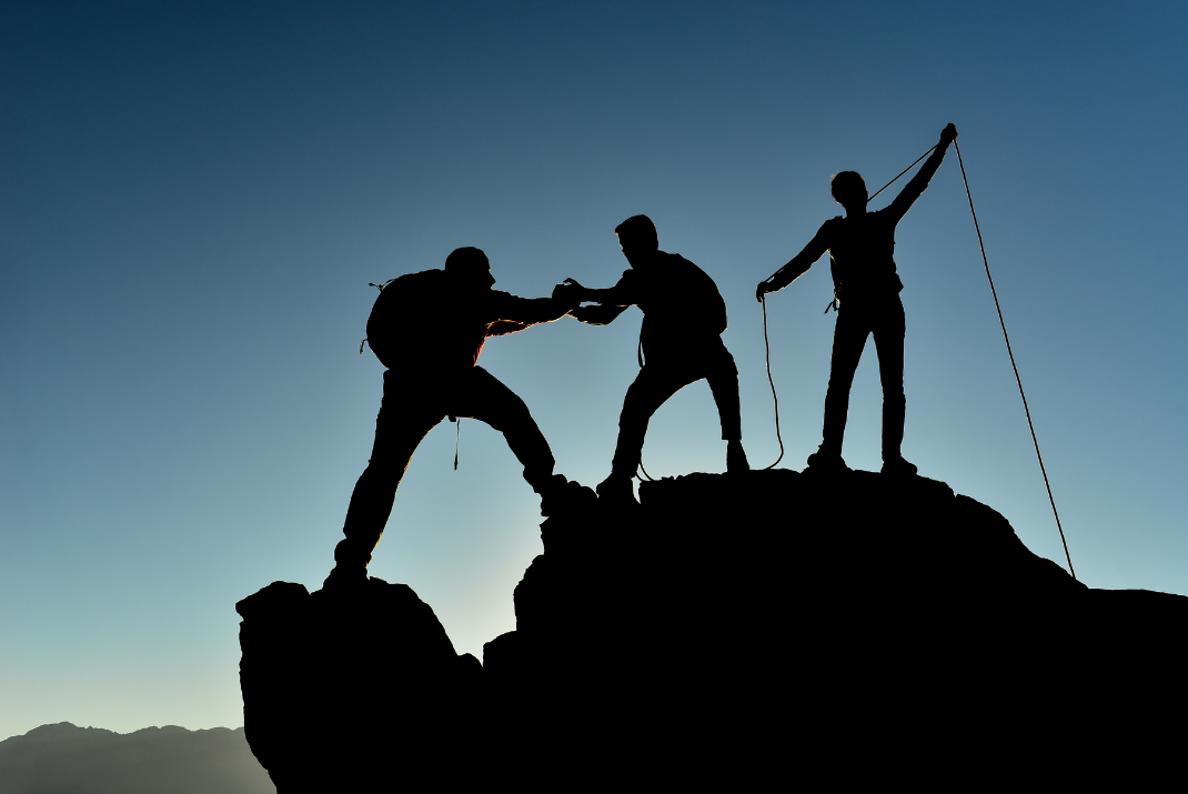 STRATEC employees on a hike together 